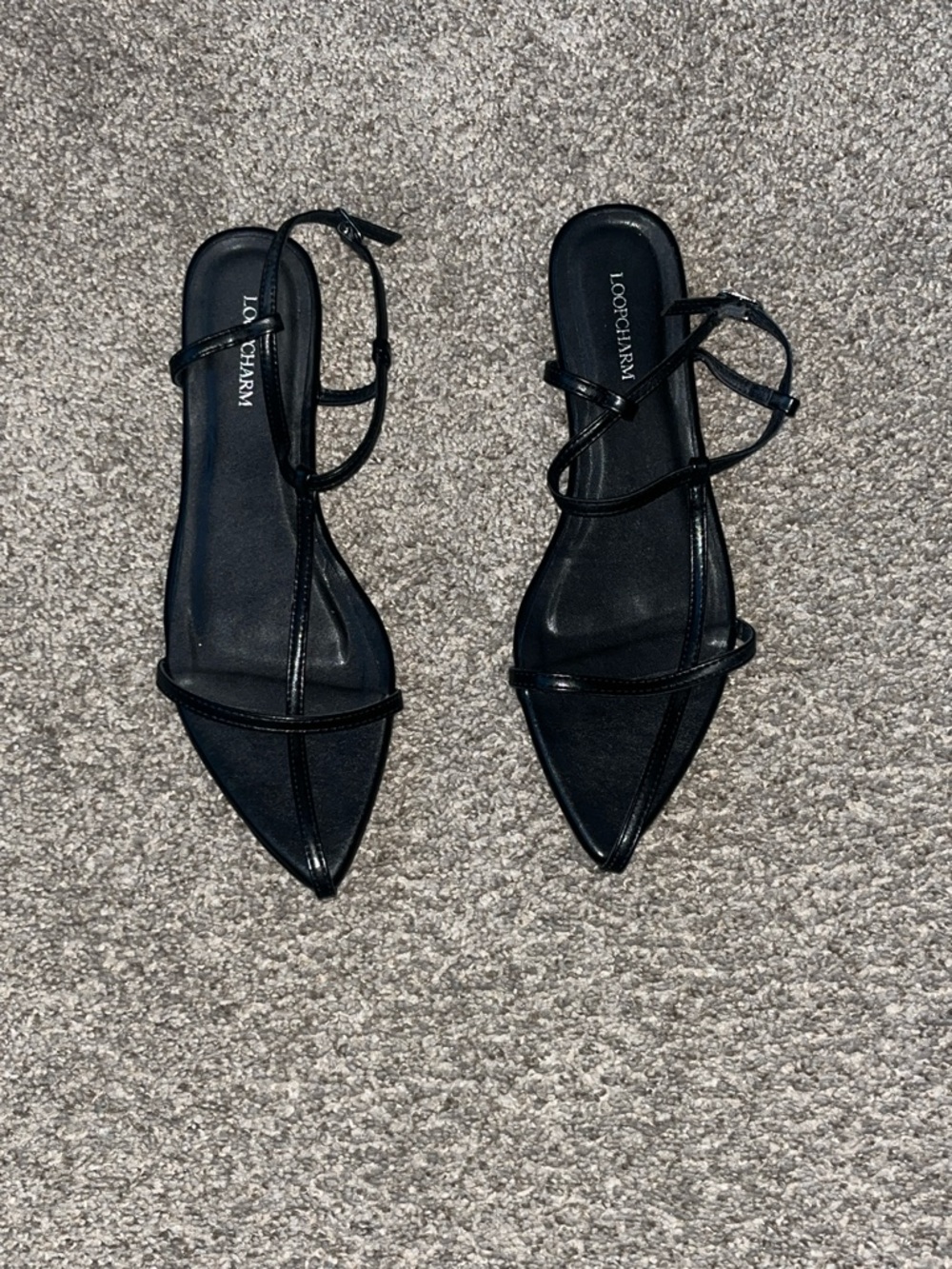 Black Pointed-Strap Women's Sandals